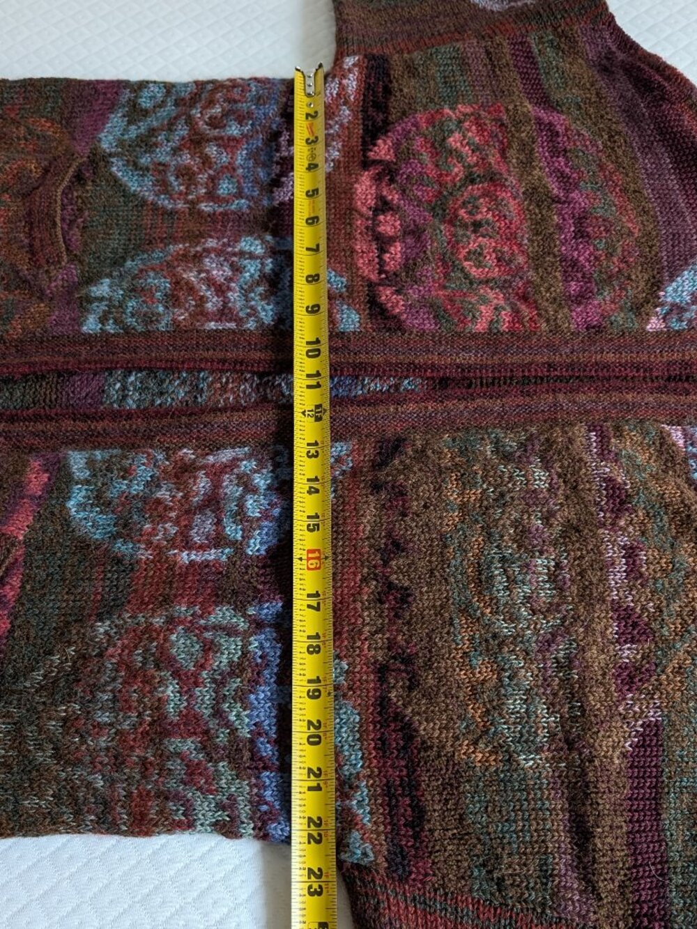 Peruvian Connection Kaffe Fassett Alpaca Handknit Open Cardigan Brown, XL boho - Picture 12 of 16